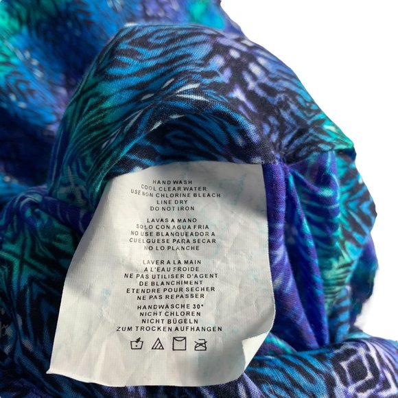 Miraclesuit Blue Curacao Caftan 100% Cotton Ikat Swimwear Cover Up Size M - Picture 6 of 11